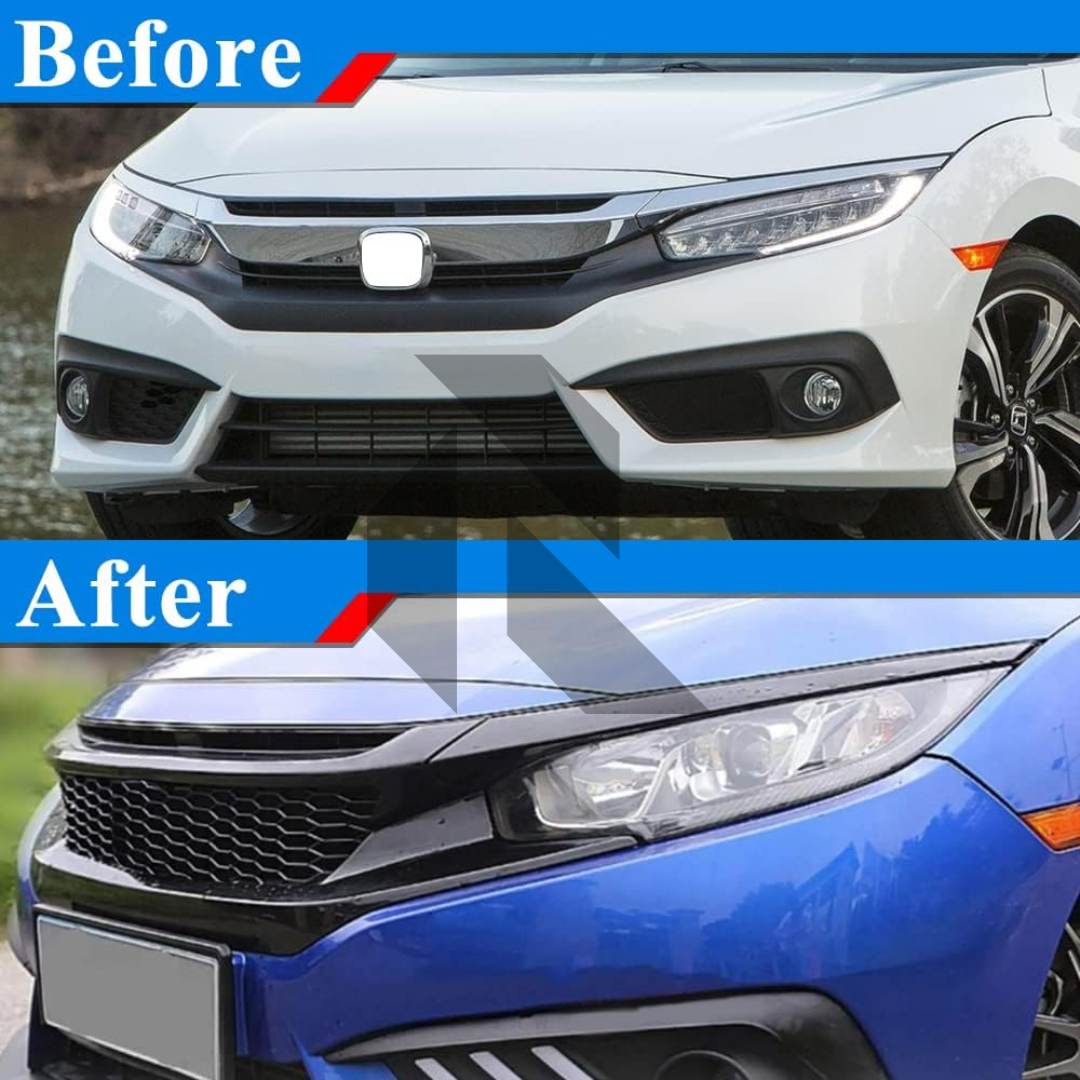 Honda Civic Piano Black Mesh Front Grill 2016-2021 Secondary image