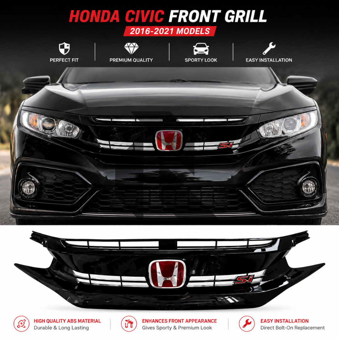 Honda Civic 2016-2021 Piano Black SI Front Grill Main image