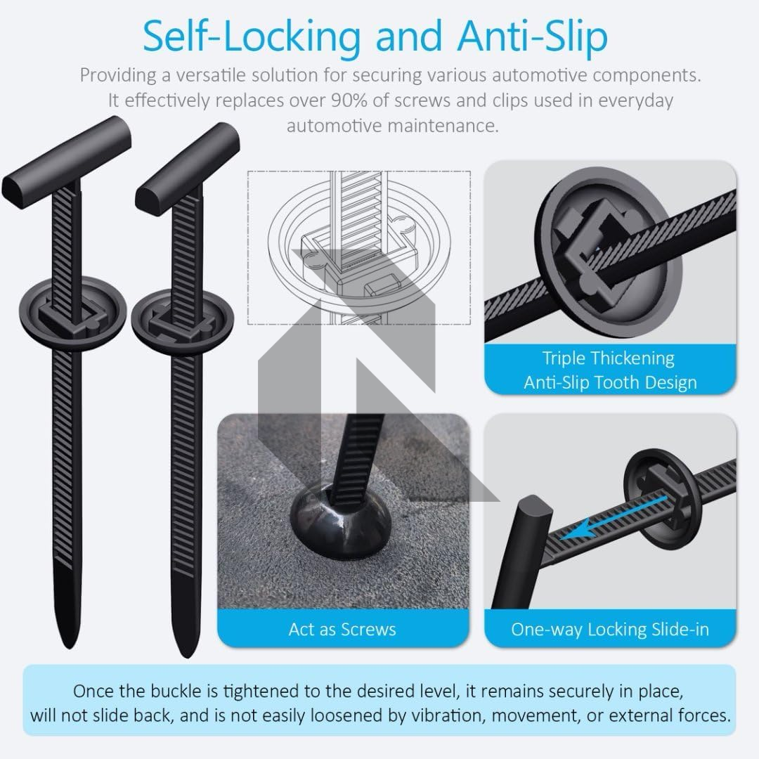 Universal Cable Tie Clips – Heavy Duty Nylon Push Mount Fasteners