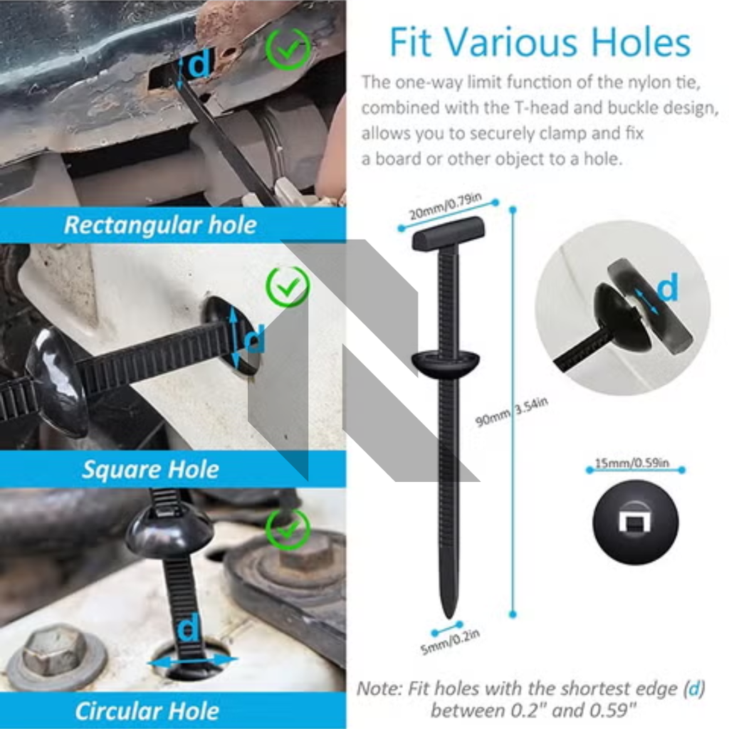 Universal Cable Tie Clips – Heavy Duty Nylon Push Mount Fasteners