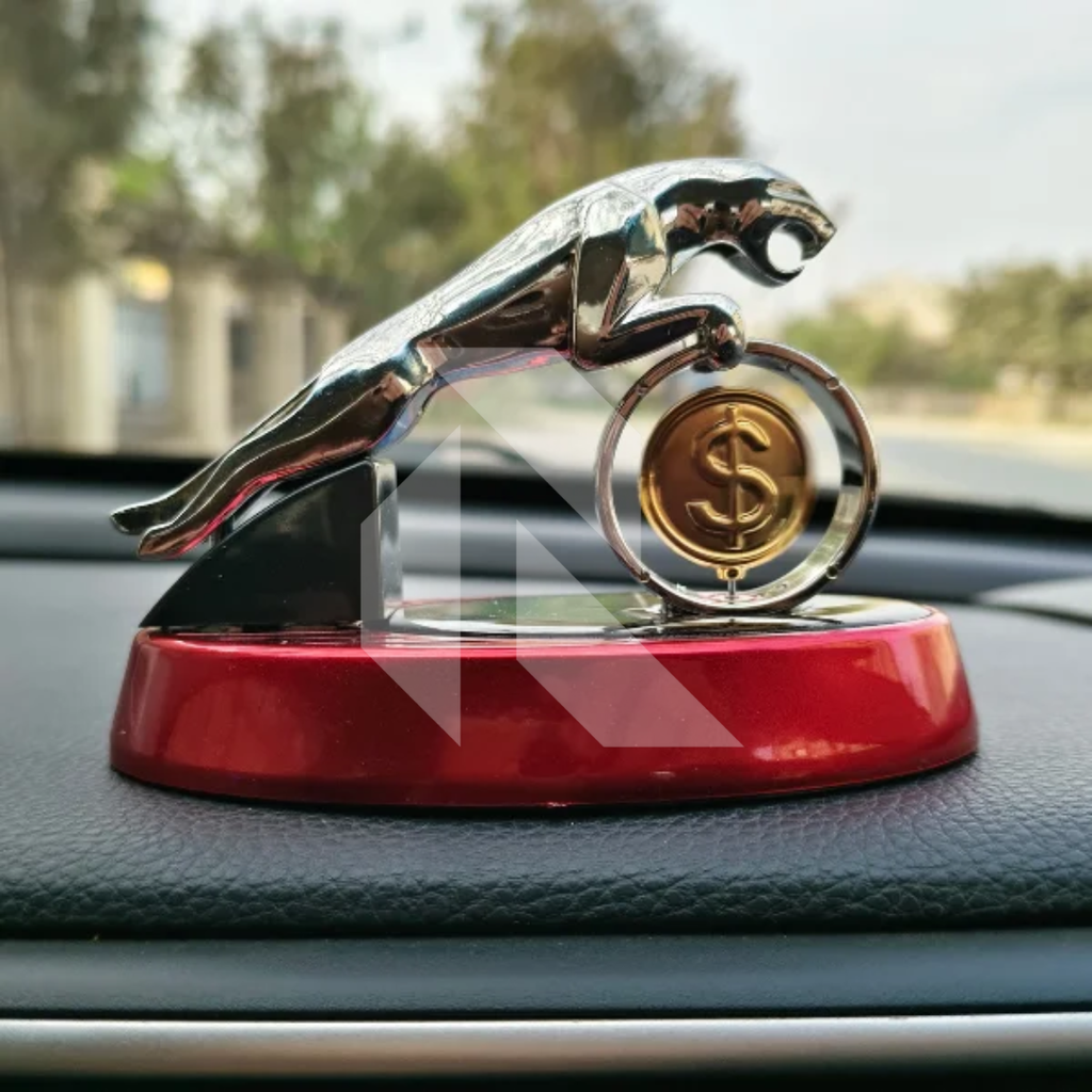 Leopard Coin Solar Car Dashboard Air Freshener – Coin 360° Rotating Decorative Fragrance