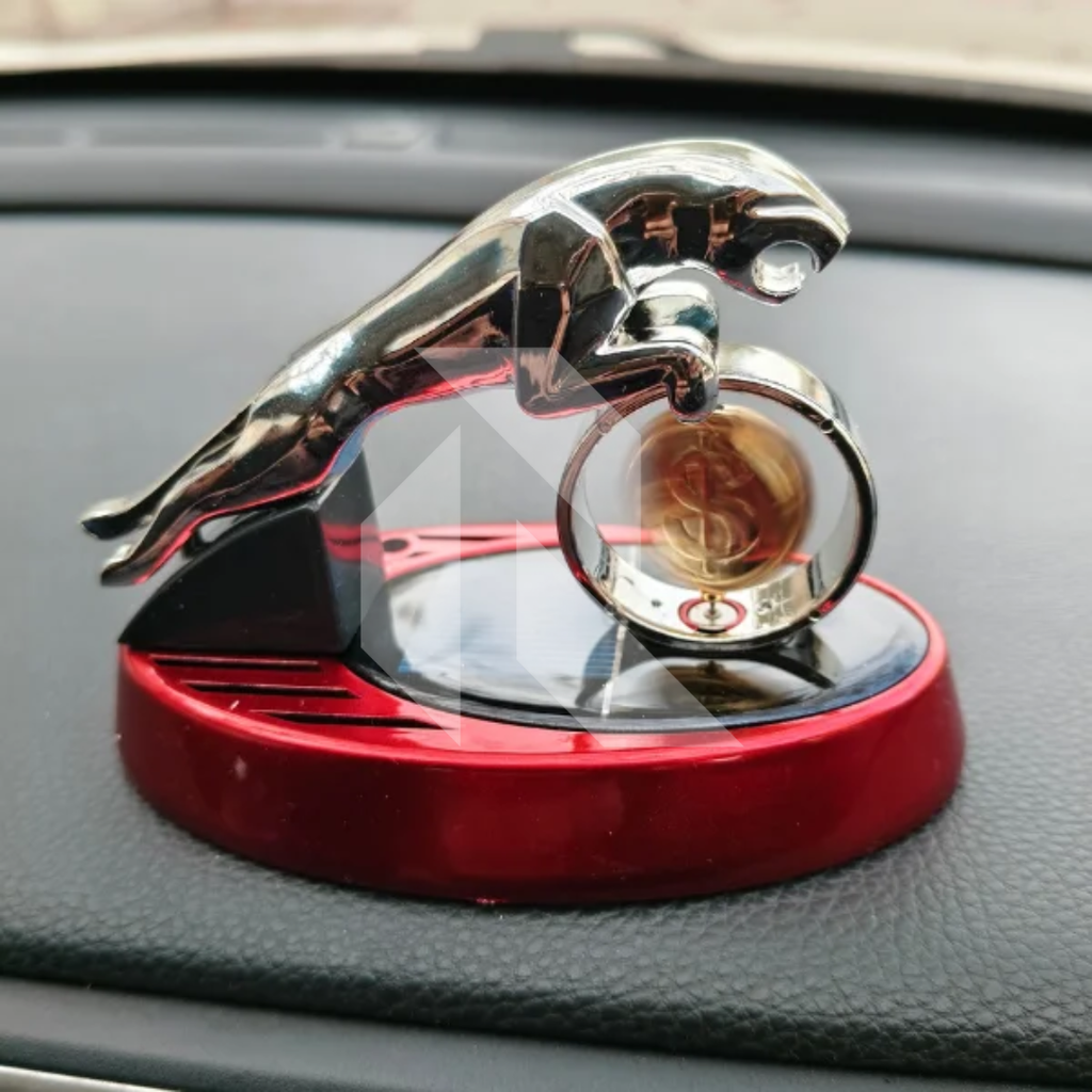 Leopard Coin Solar Car Dashboard Air Freshener – Coin 360° Rotating Decorative Fragrance