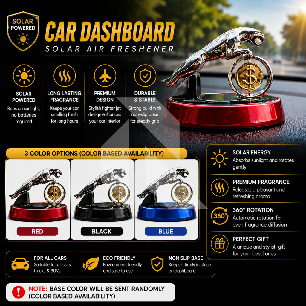 Leopard Coin Solar Car Dashboard Air Freshener – Coin 360° Rotating Decorative Fragrance