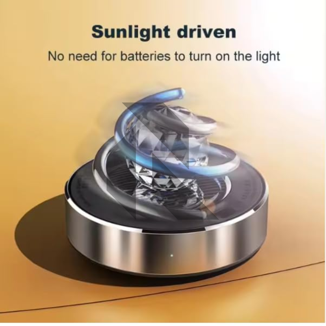 Solar Car Air Freshener Diffuser with Rotating Crystal Globe Design – Dashboard Car Perfume