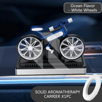 Solar Bicycle Car Dashboard Air Freshener – Rotating Wheels, 360° Solar Powered Car Perfume