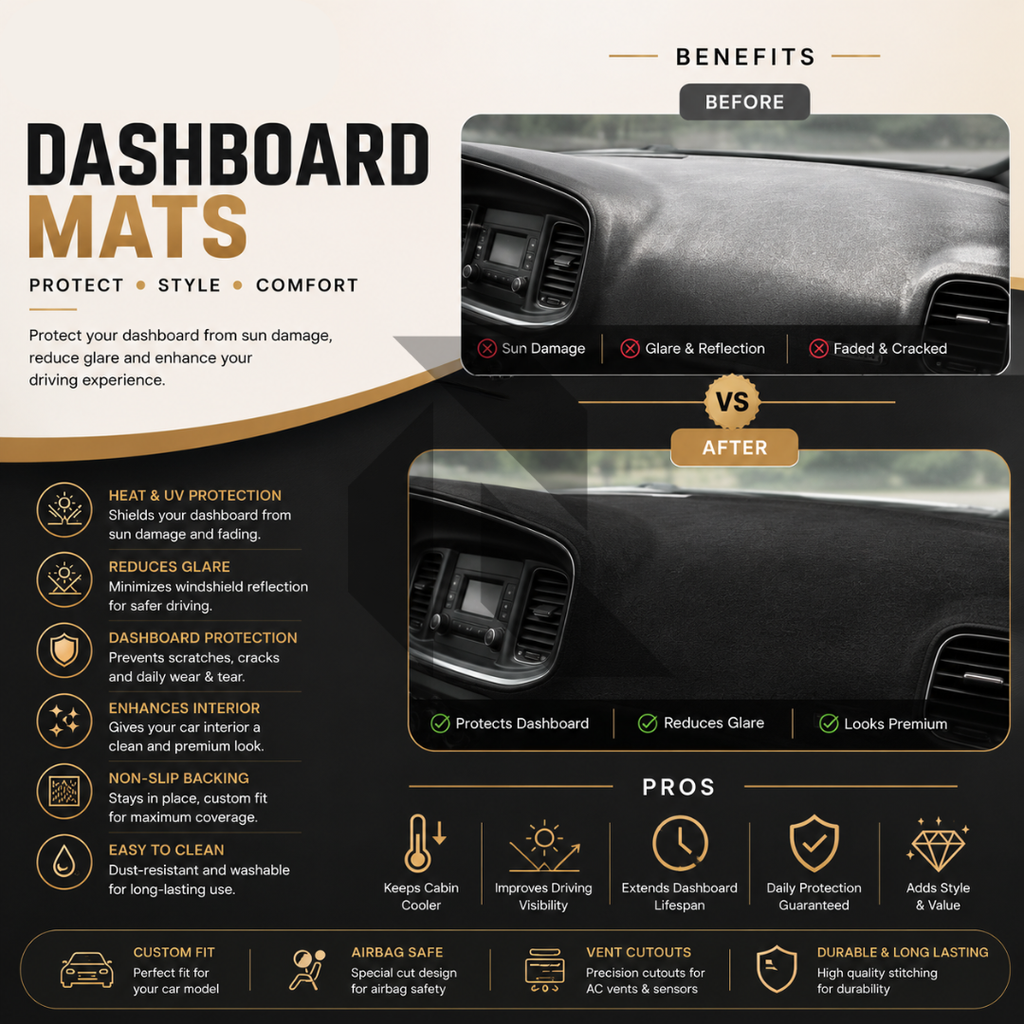 Velvet Dashboard Cover for Hyundai Tucson 2025-2026 – Non-Slip Heat Proof Dashboard Mat