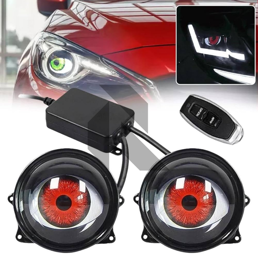 Dynamic Devil Eye Car Headlights – 12V LED Projector Lights with Remote Control