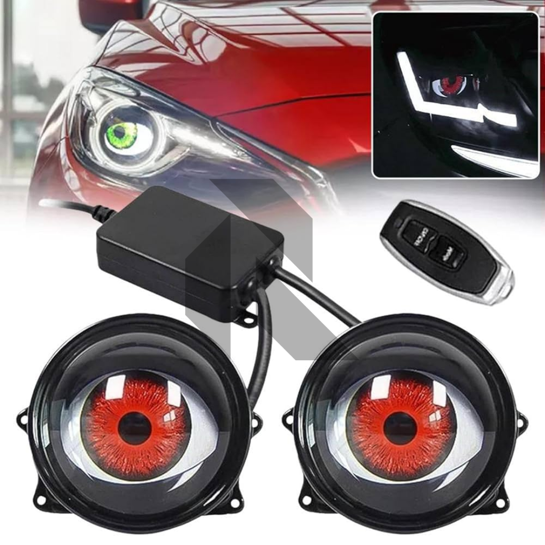 Dynamic Devil Eye Car Headlights – 12V LED Projector Lights with Remote Control