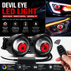Dynamic Devil Eye Car Headlights – 12V LED Projector Lights with Remote Control