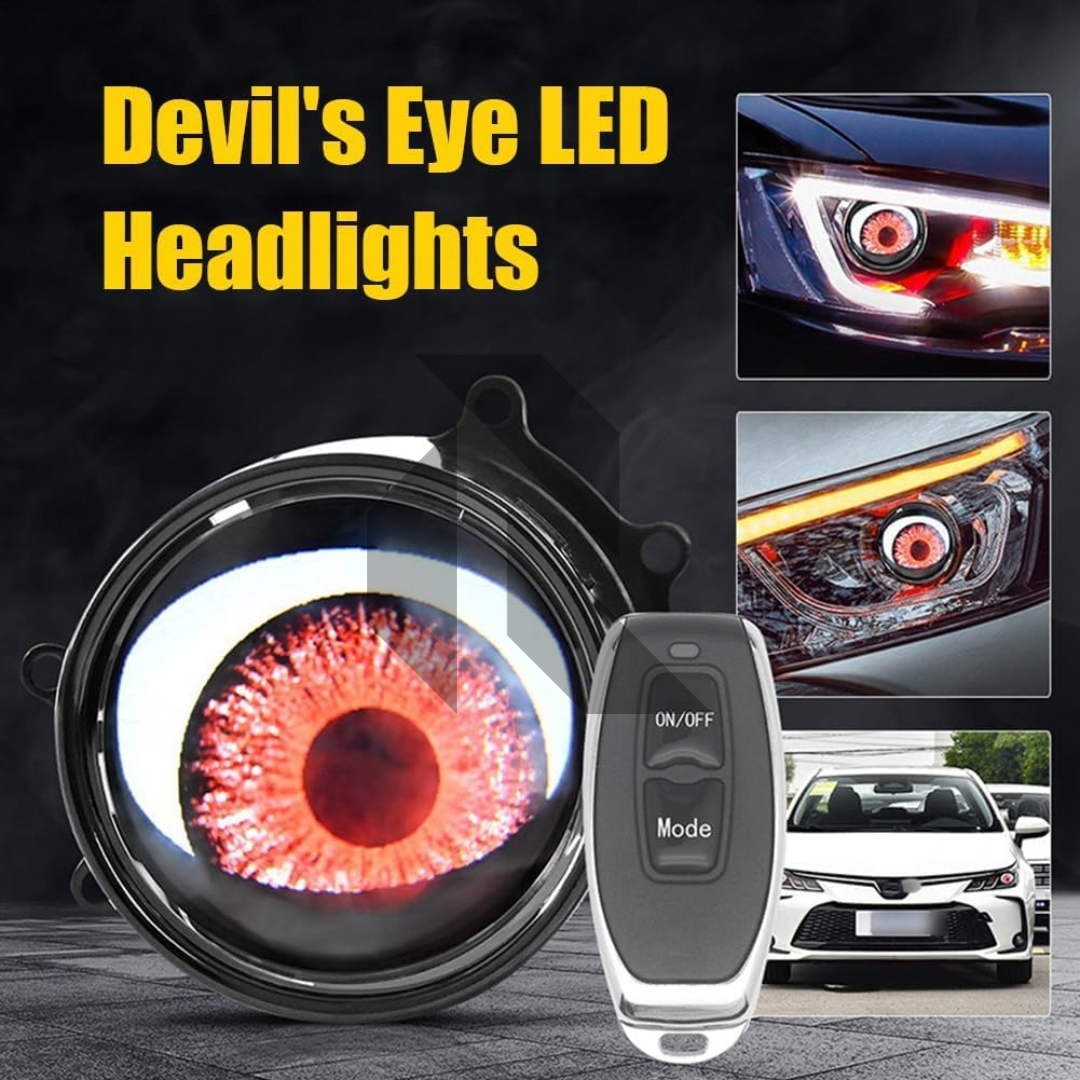 Dynamic Devil Eye Car Headlights – 12V LED Projector Lights with Remote Control