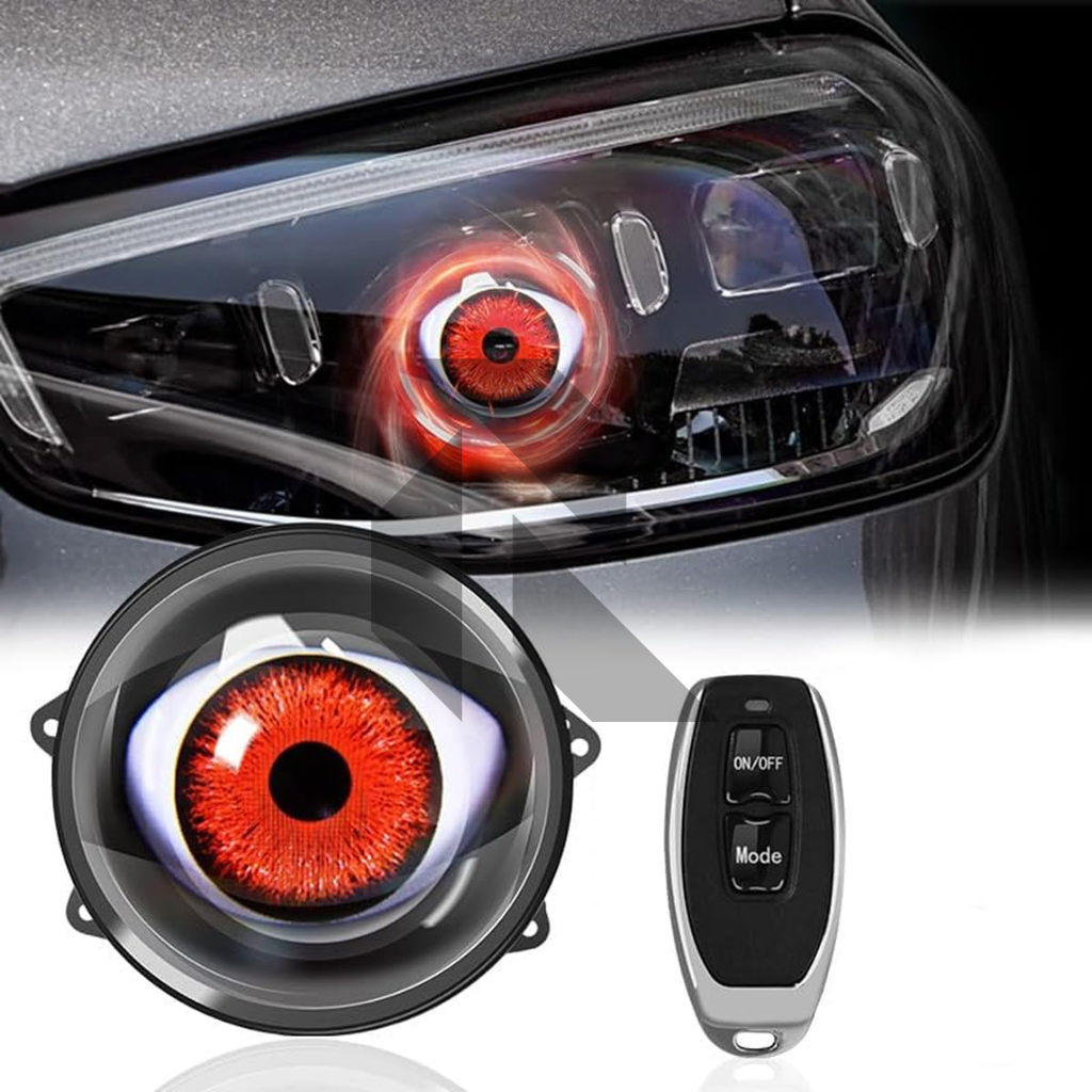 Dynamic Devil Eye Car Headlights – 12V LED Projector Lights with Remote Control