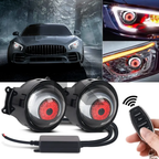 Dynamic Devil Eye Car Headlights – 12V LED Projector Lights with Remote Control