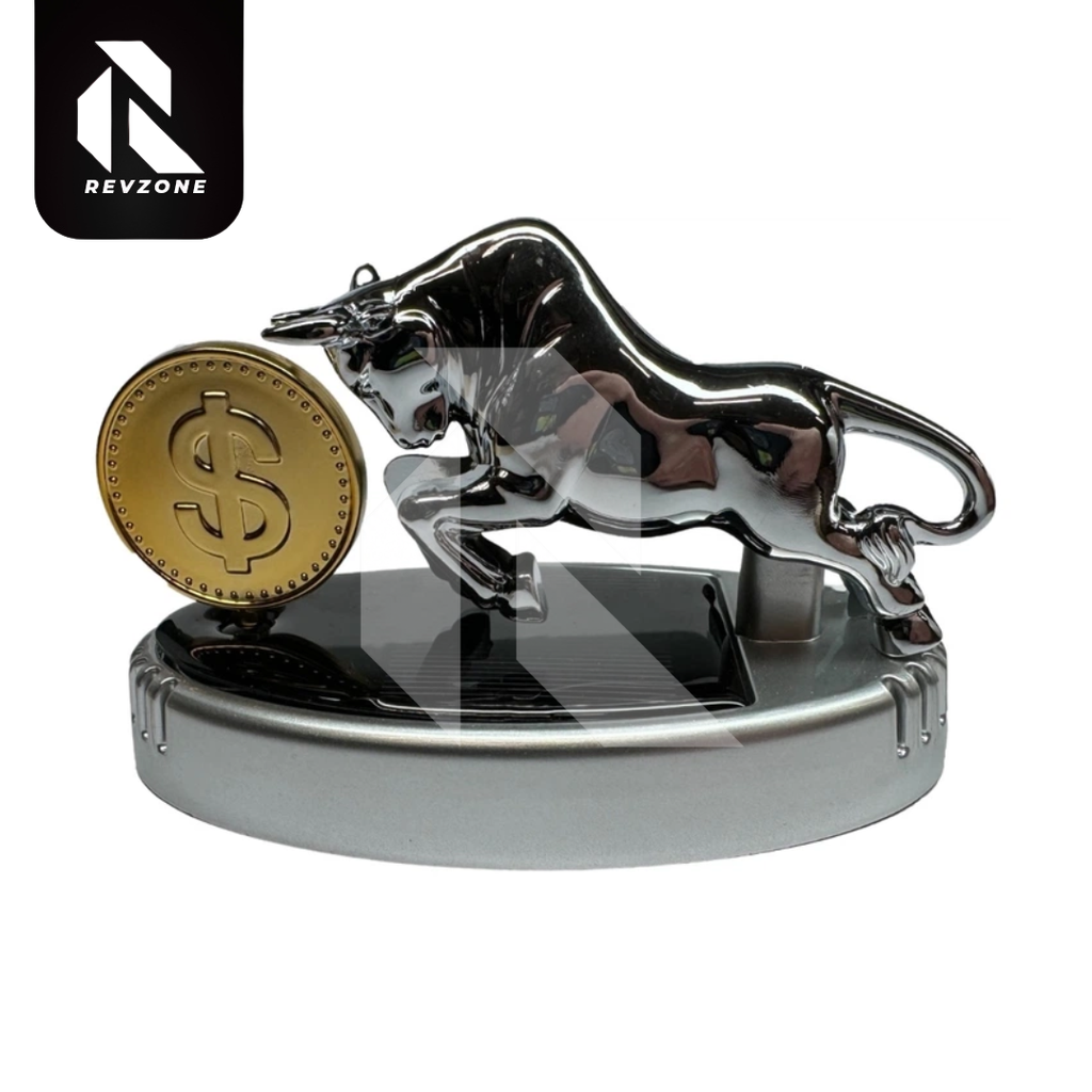 Bull With Dollar Mark Solar Car Dashboard Air Freshener – 360° Rotating Fragrance Decor