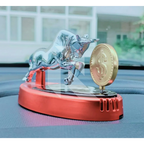 Bull With Dollar Mark Solar Car Dashboard Air Freshener – 360° Rotating Fragrance Decor
