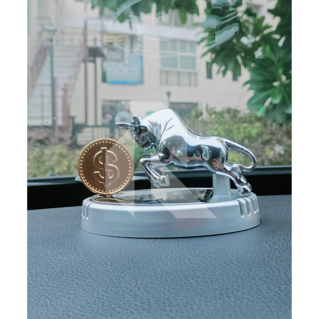Bull With Dollar Mark Solar Car Dashboard Air Freshener – 360° Rotating Fragrance Decor