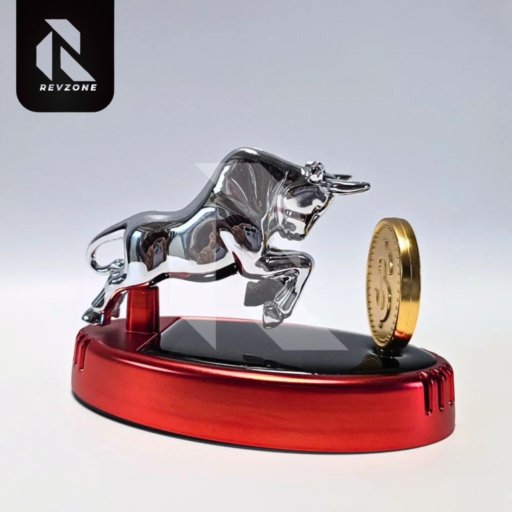 Bull With Dollar Mark Solar Car Dashboard Air Freshener – 360° Rotating Fragrance Decor