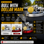 Bull With Dollar Mark Solar Car Dashboard Air Freshener – 360° Rotating Fragrance Decor