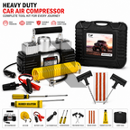 Dual Cylinder Air Compressor with Tire Repair Kit – Heavy Duty Portable Car Tyre Inflator Pump