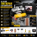 Dual Cylinder Air Compressor with Tire Repair Kit – Heavy Duty Portable Car Tyre Inflator Pump