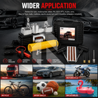 Dual Cylinder Air Compressor with Tire Repair Kit – Heavy Duty Portable Car Tyre Inflator Pump