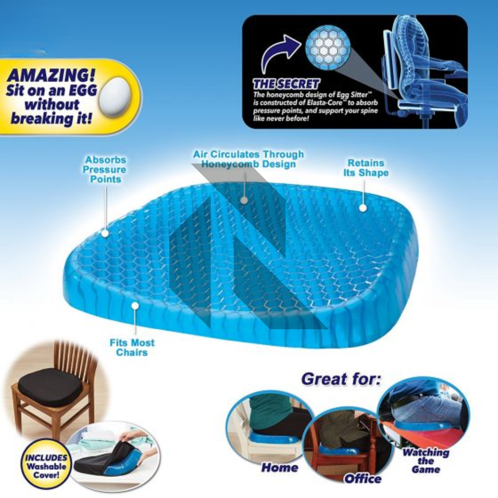 Non-Slip Gel Seat Cushion | Breathable Honeycomb Egg Sitter Support Pad for Car, Office Chair & Bike Seat