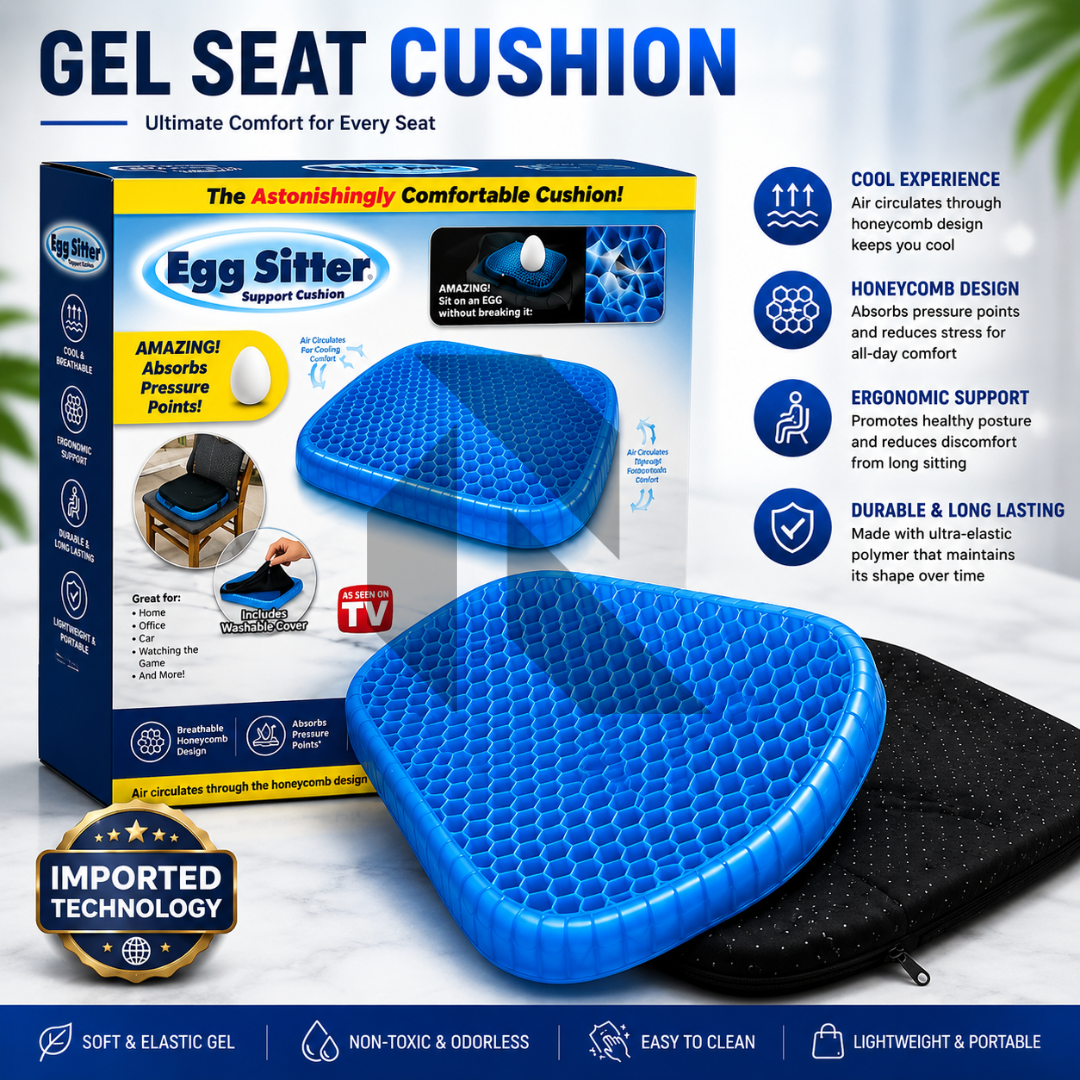 Non-Slip Gel Seat Cushion | Breathable Honeycomb Egg Sitter Support Pad for Car, Office Chair & Bike Seat