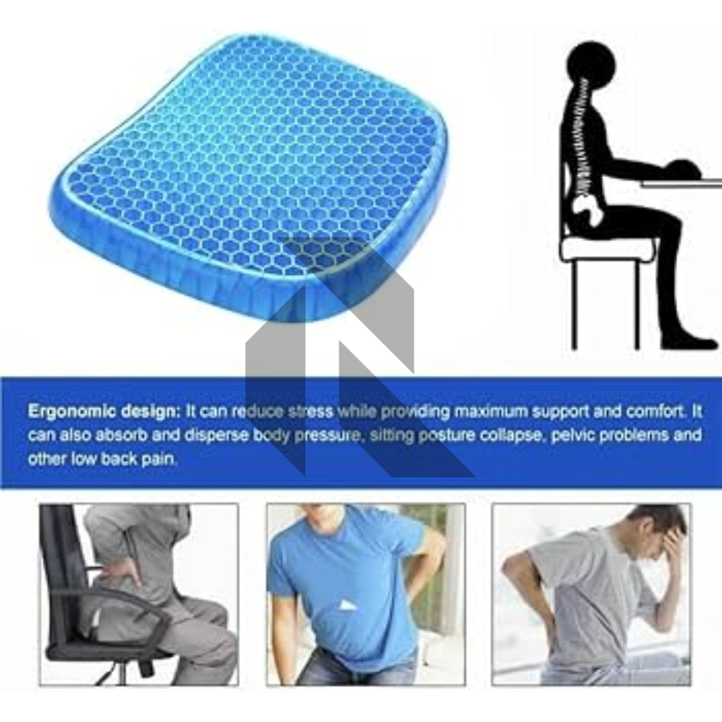 Non-Slip Gel Seat Cushion | Breathable Honeycomb Egg Sitter Support Pad for Car, Office Chair & Bike Seat