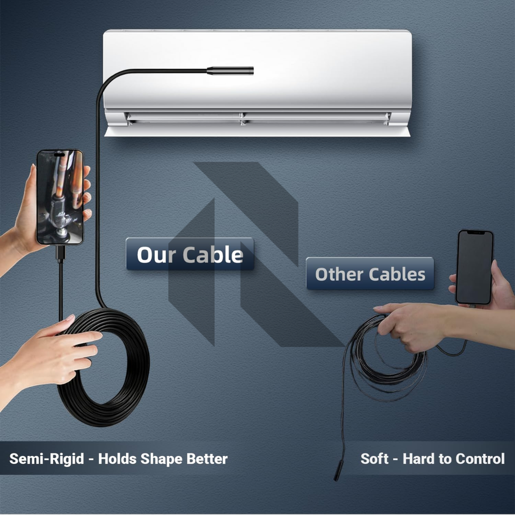 Mini HD Endoscope Inspection Camera 1M Semi-Rigid Cable | 5.5mm Lens | Type-C | IP67 Waterproof | 6 LED Adjustable Lights