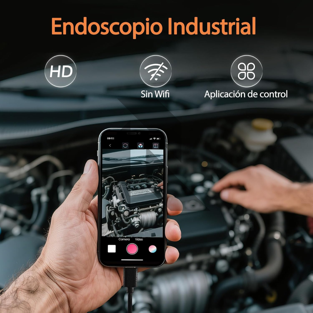 Mini HD Endoscope Inspection Camera 1M Semi-Rigid Cable | 5.5mm Lens | Type-C | IP67 Waterproof | 6 LED Adjustable Lights
