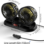 F410 Universal Powerful Cooling Fan 12V – Dual Head 360° Rotatable Car Dashboard Fan