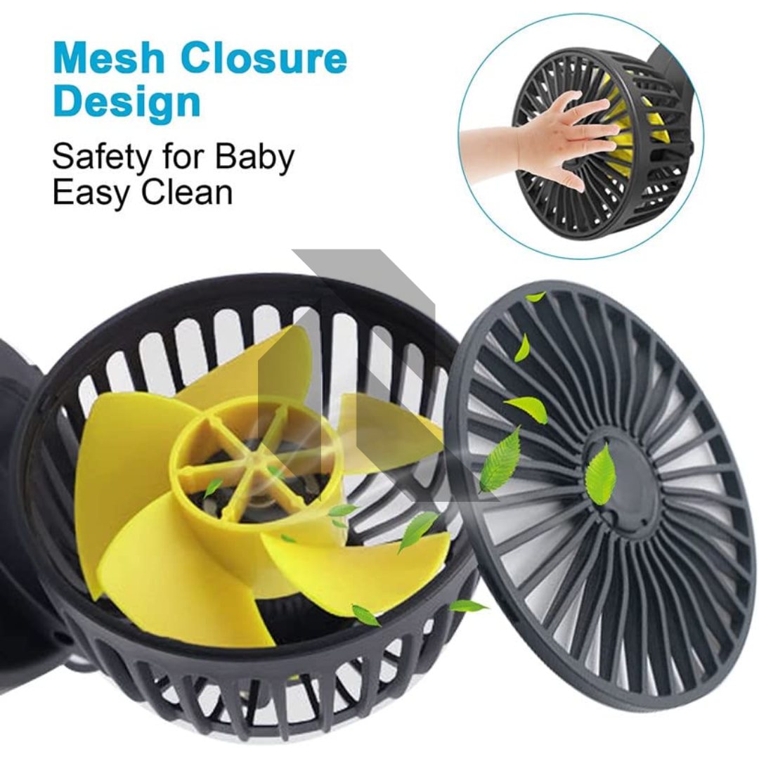 F410 Universal Powerful Cooling Fan 12V – Dual Head 360° Rotatable Car Dashboard Fan