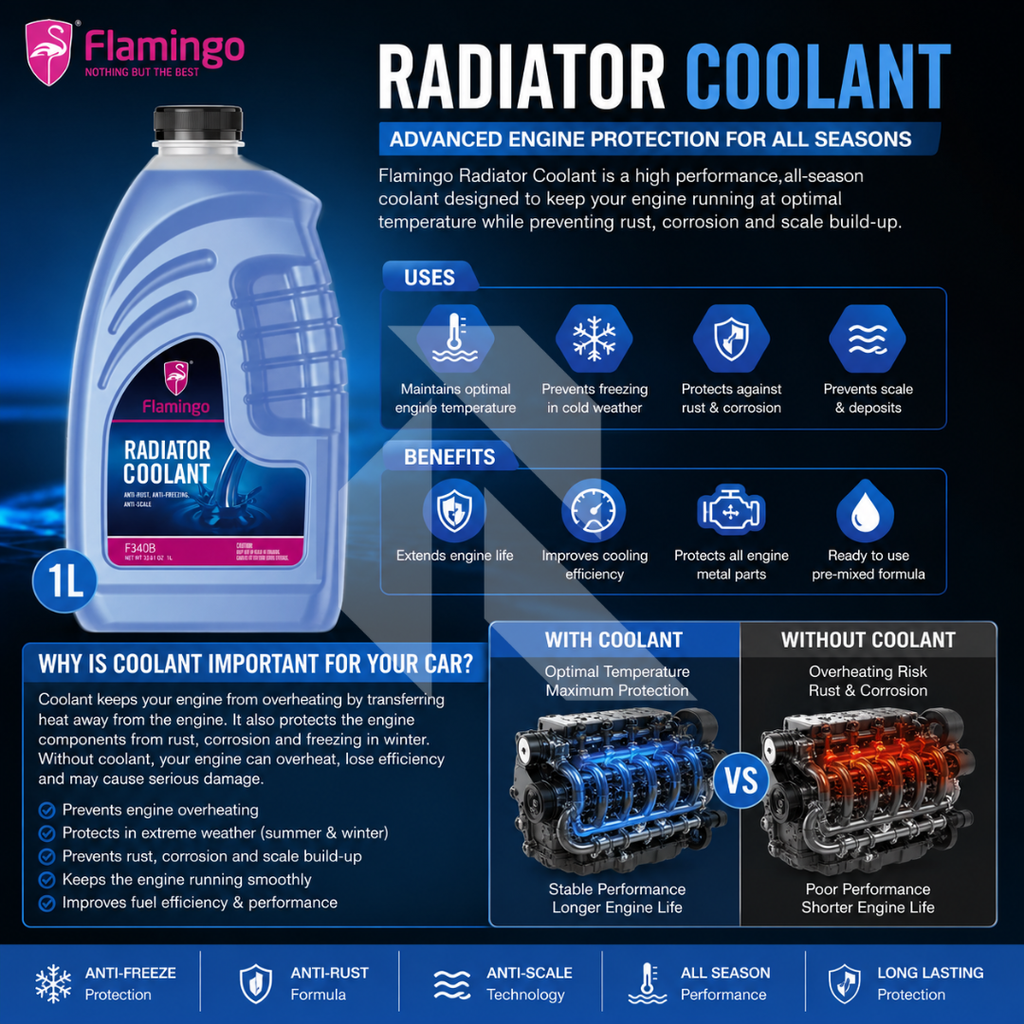 Flamingo Radiator Coolant Blue 1L – Ready to Use Engine Coolant
