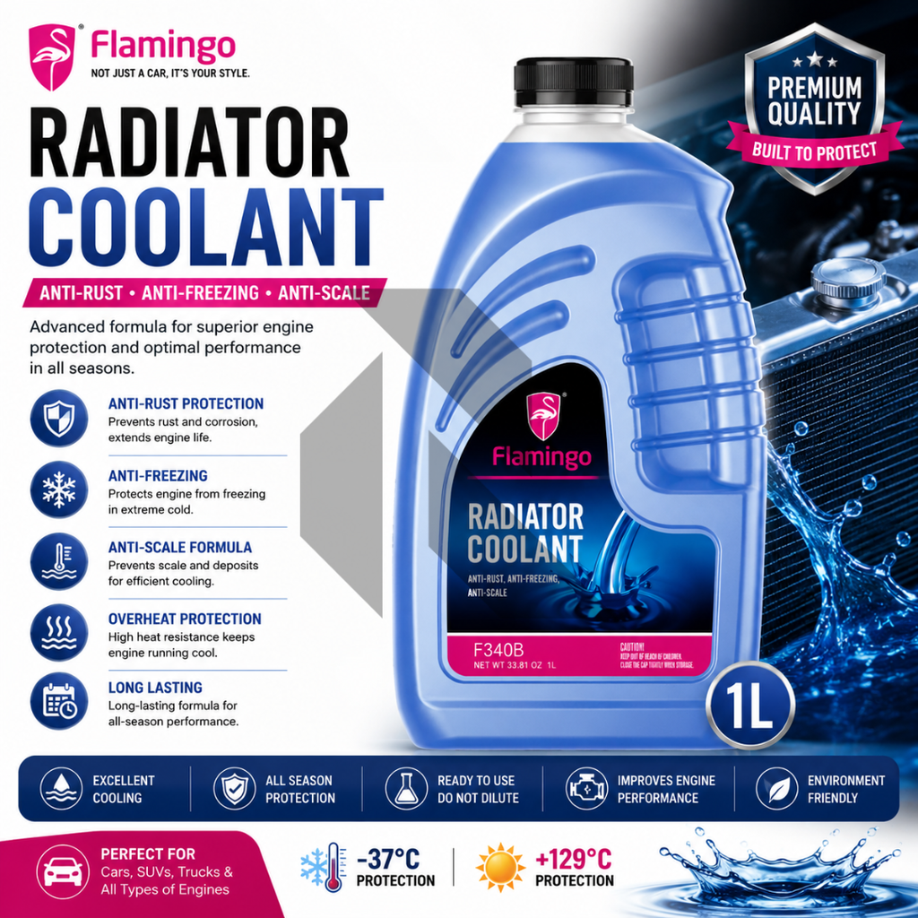 Flamingo Radiator Coolant Blue 1L – Ready to Use Engine Coolant