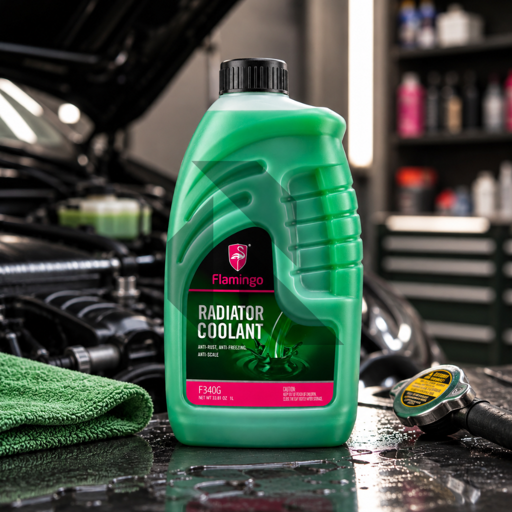 Flamingo Radiator Coolant Green 1L – Ready to Use Engine Coolant Antifreeze & Anti-Rust Formula