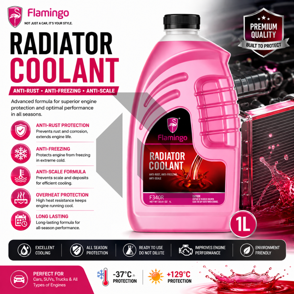 Flamingo Radiator Coolant Red 1L – Ready to Use Engine Coolant