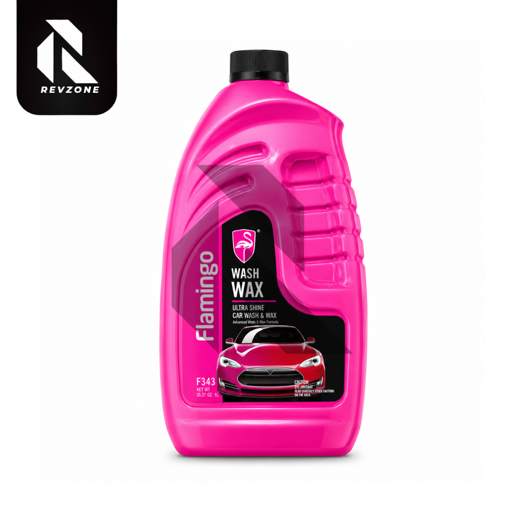Flamingo Car Wash & Wax Shampoo 1L – High Foam pH Balanced Car Cleaning Shampoo with Wax Protection
