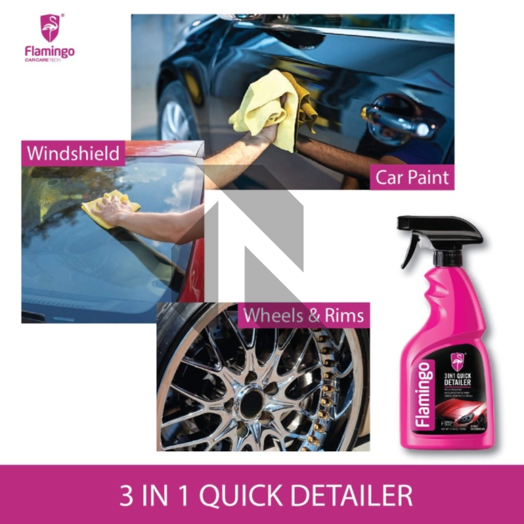 Flamingo 3 in 1 Quick Detailer 500ML – Clean, Shine & Protect Spray for Instant Car Detailing