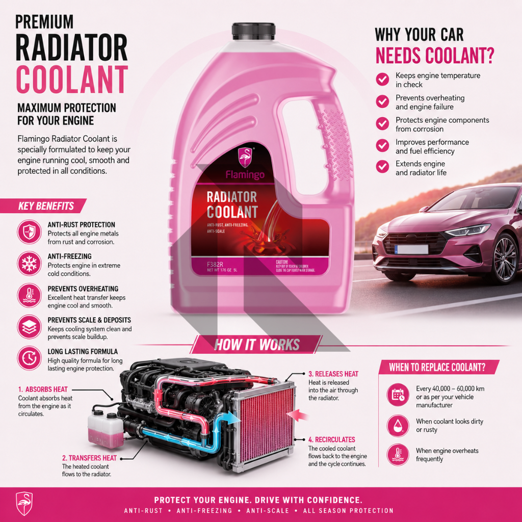 Flamingo Radiator Coolant Red 5L – Ready to Use Engine Coolant