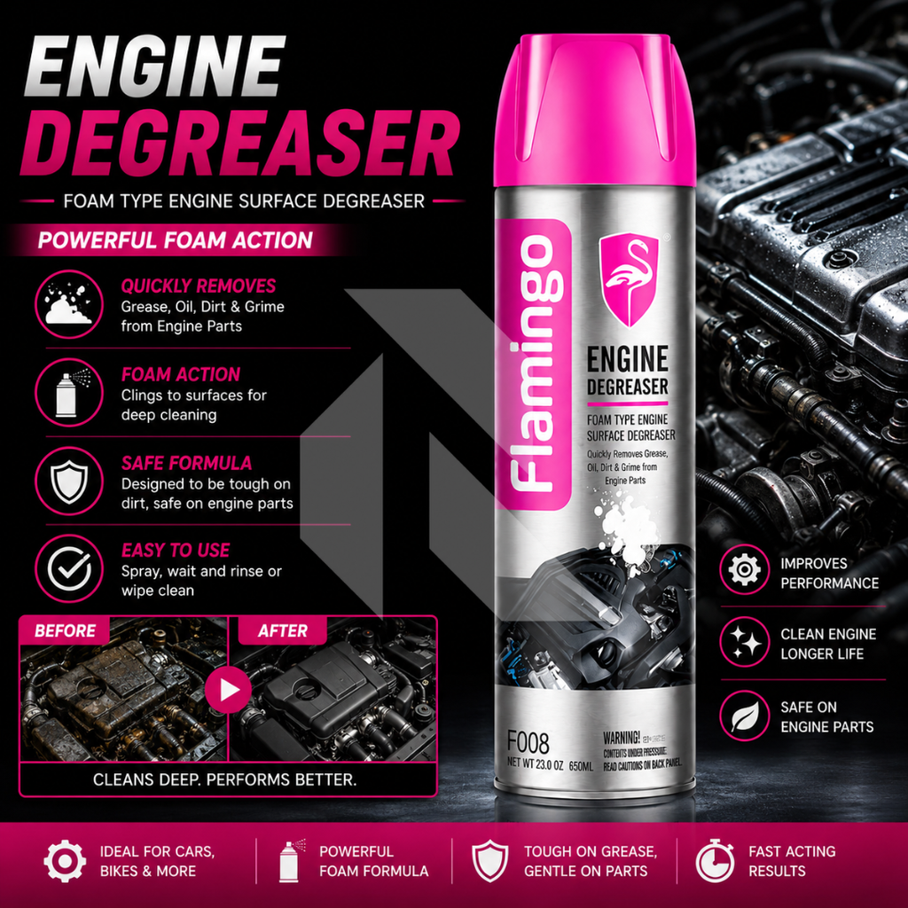 Flamingo Engine Degreaser 650ml – Heavy Duty Engine Cleaner Spray for Grease, Oil & Dirt Removal