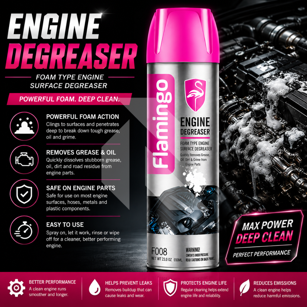 Flamingo Engine Degreaser 650ml – Heavy Duty Engine Cleaner Spray for Grease, Oil & Dirt Removal
