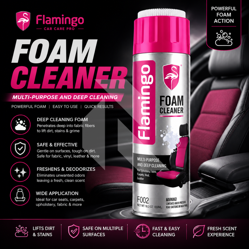Flamingo Foam Cleaner 650ml – Deep Cleaning Spray for Car Interior, Upholstery & Fabric