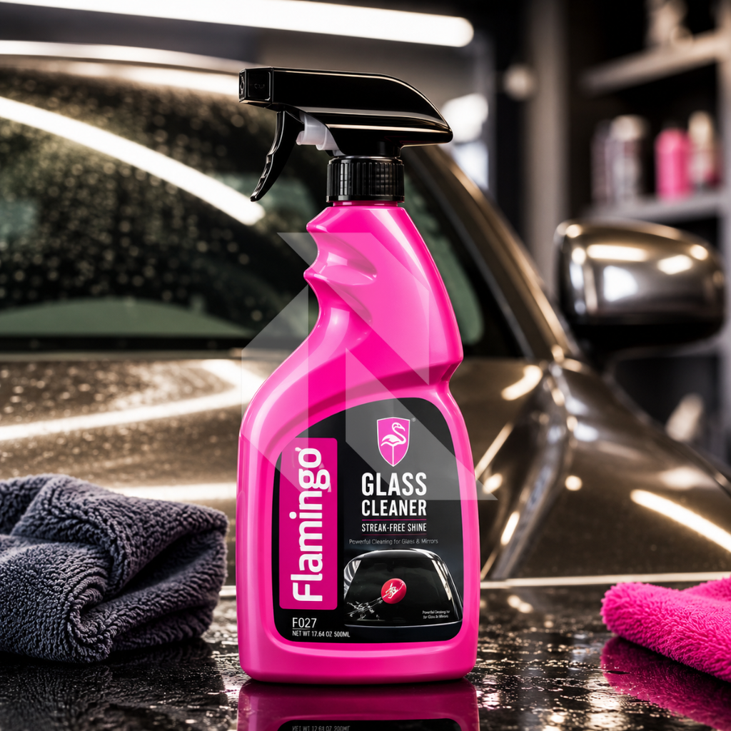 Flamingo Glass Cleaner Spray 500ml – Streak-Free Car Windshield, Window & Mirror Cleaning Solution