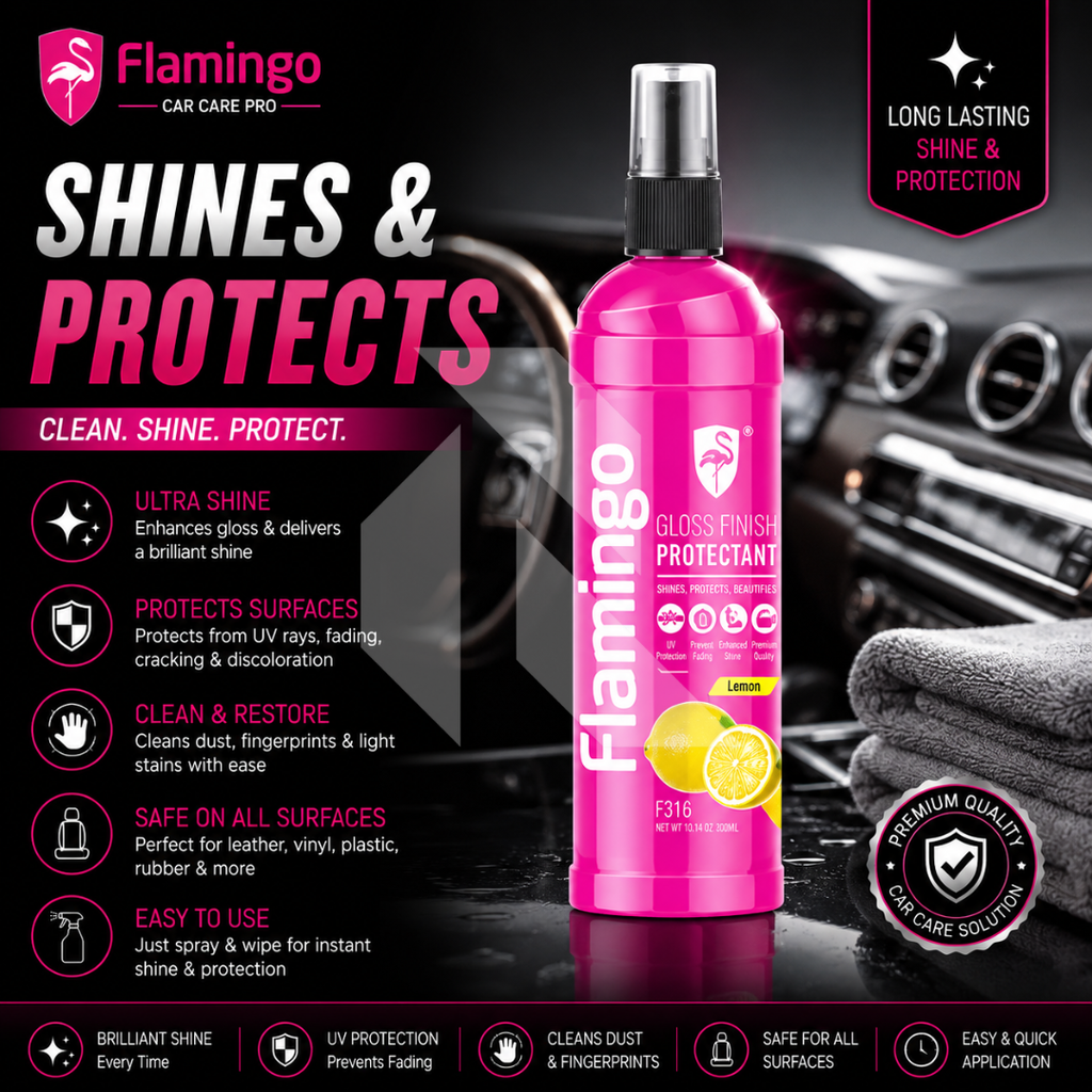 Flamingo Gloss Finish Protectant Spray 315ml – Dashboard, Plastic, Vinyl & Rubber Interior Polish