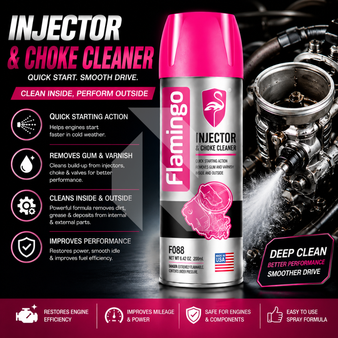 Flamingo Injector & Choke Cleaner 220ml – Carburetor, Throttle Body & Fuel System Cleaner Spray