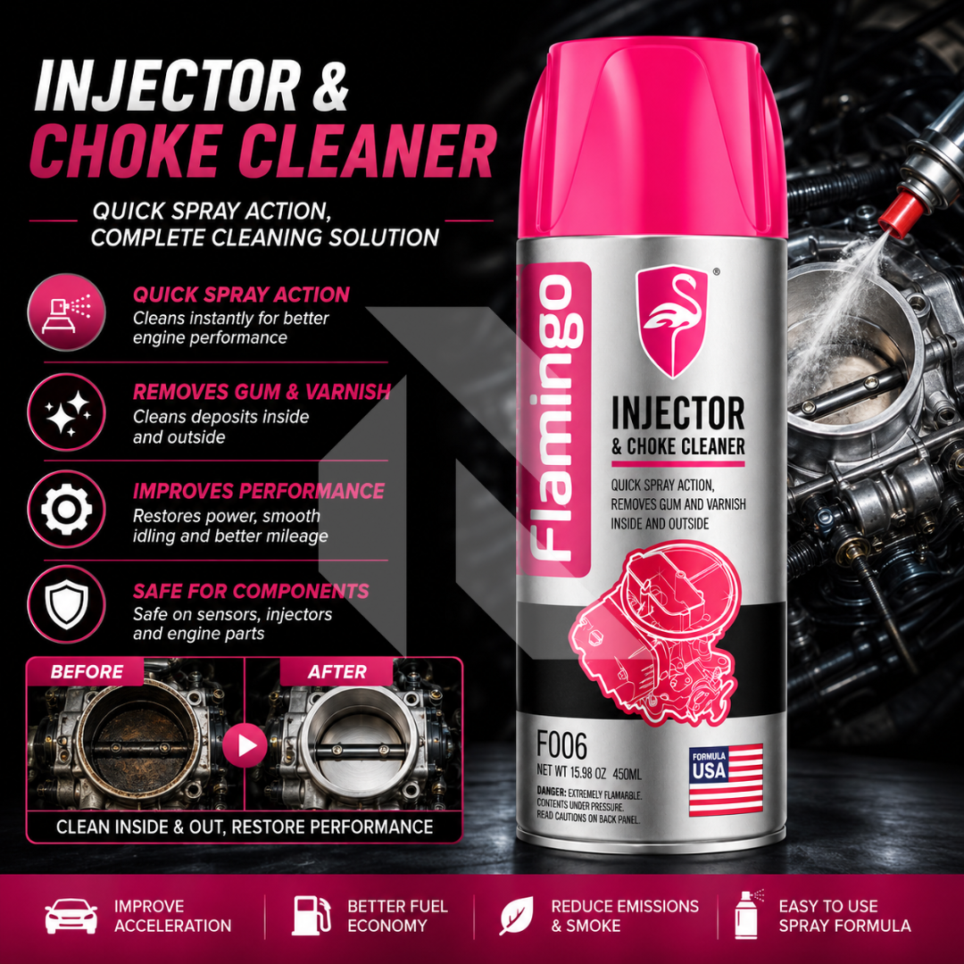 Flamingo Injector & Choke Cleaner 450ml – Carburetor, Throttle Body & Fuel System Cleaner Spray