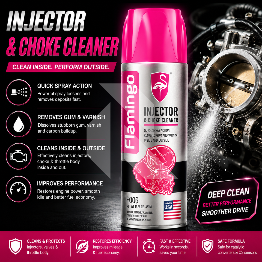 Flamingo Injector & Choke Cleaner 450ml – Carburetor, Throttle Body & Fuel System Cleaner Spray