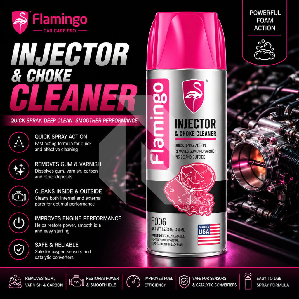 Flamingo Injector & Choke Cleaner 450ml – Carburetor, Throttle Body & Fuel System Cleaner Spray