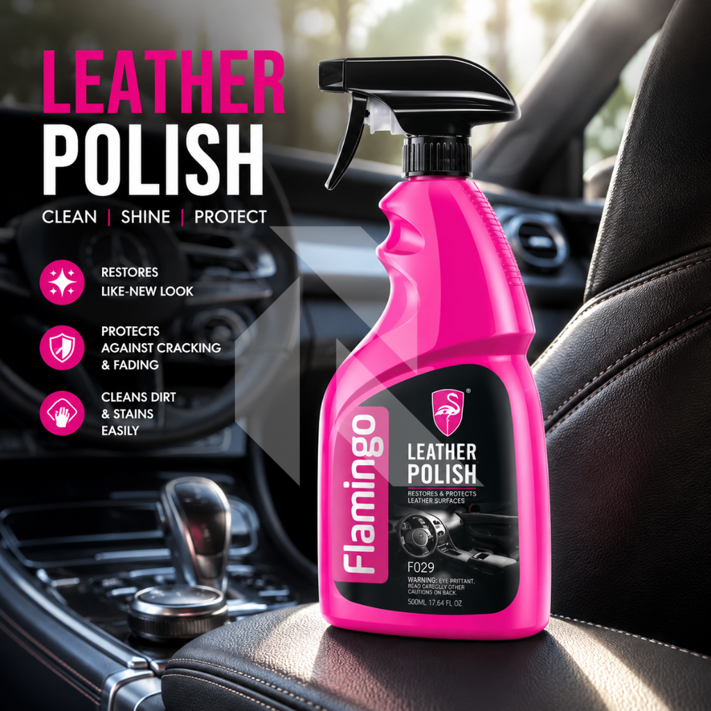 Flamingo Leather Polish Spray 500ml – Leather Cleaner, Conditioner & Protectant for Car Seats & Interior