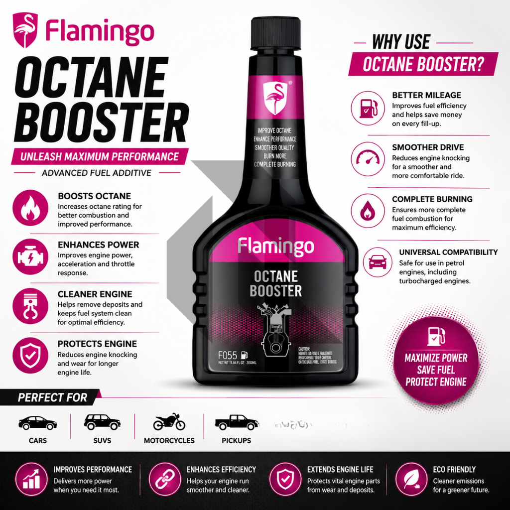Flamingo Octane Booster 355ml – Petrol Fuel Additive for Improved Engine Performance