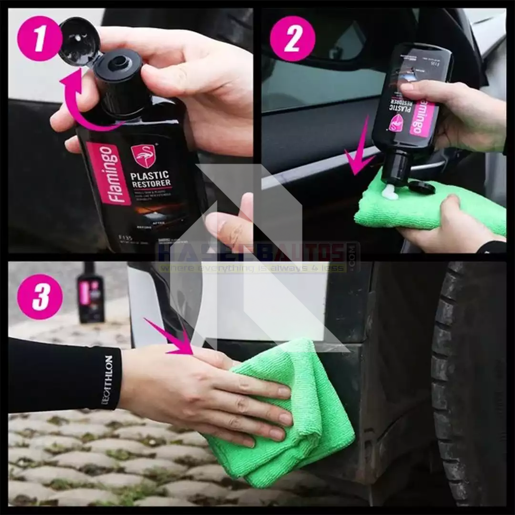 Flamingo Plastic Restorer 300ML – Trim & Plastic Restorer for Exterior Black Plastic & Rubber